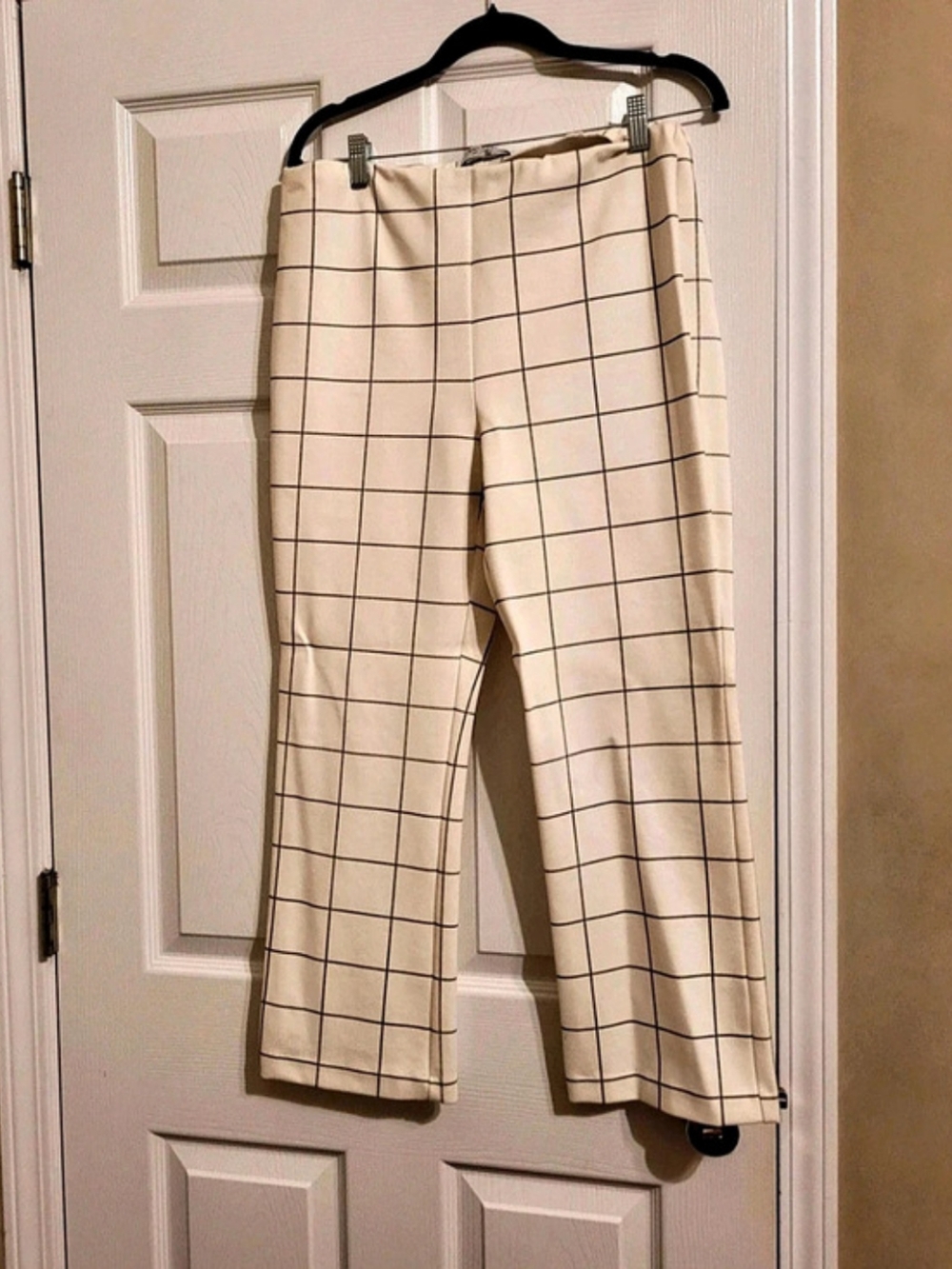 BAILEY 44 Wide Leg Checkered Pants in Cream & Black Size Large
